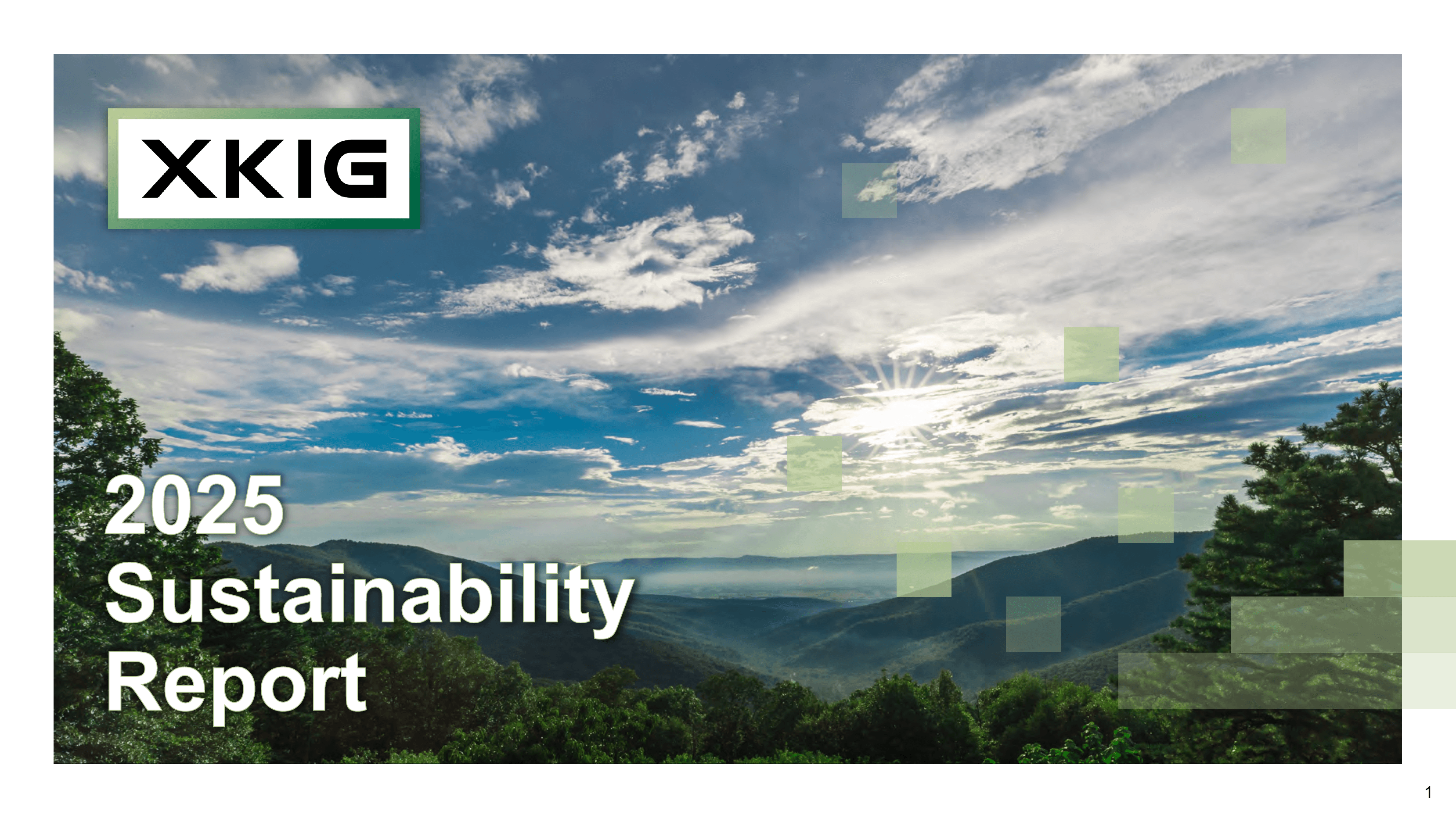 Cover of XKIG’s 2025 sustainability report