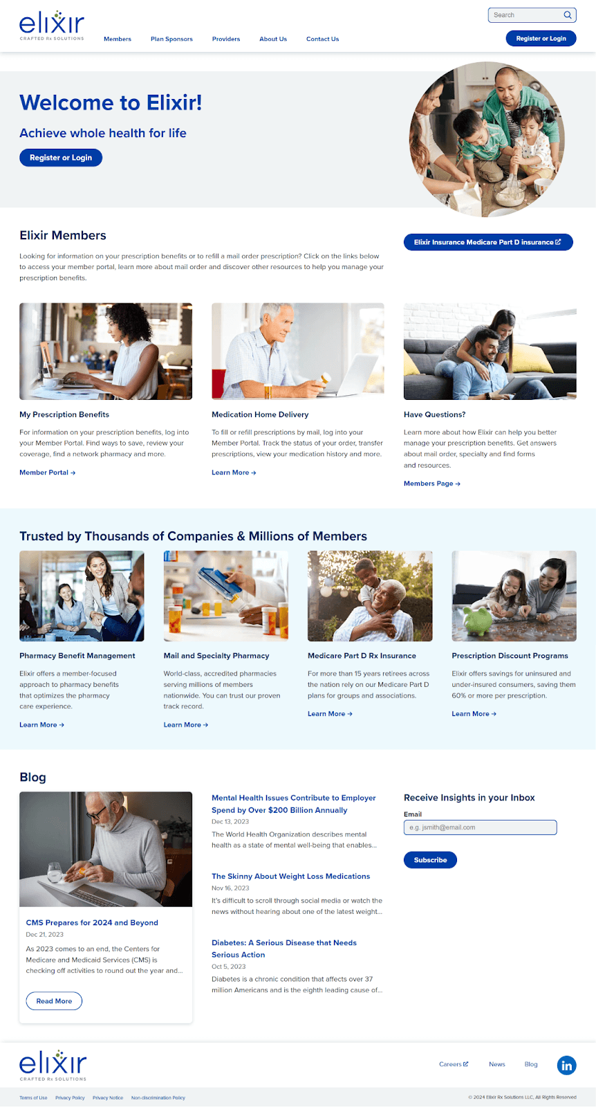 Full-page Elixir website case study image from the original portfolio page