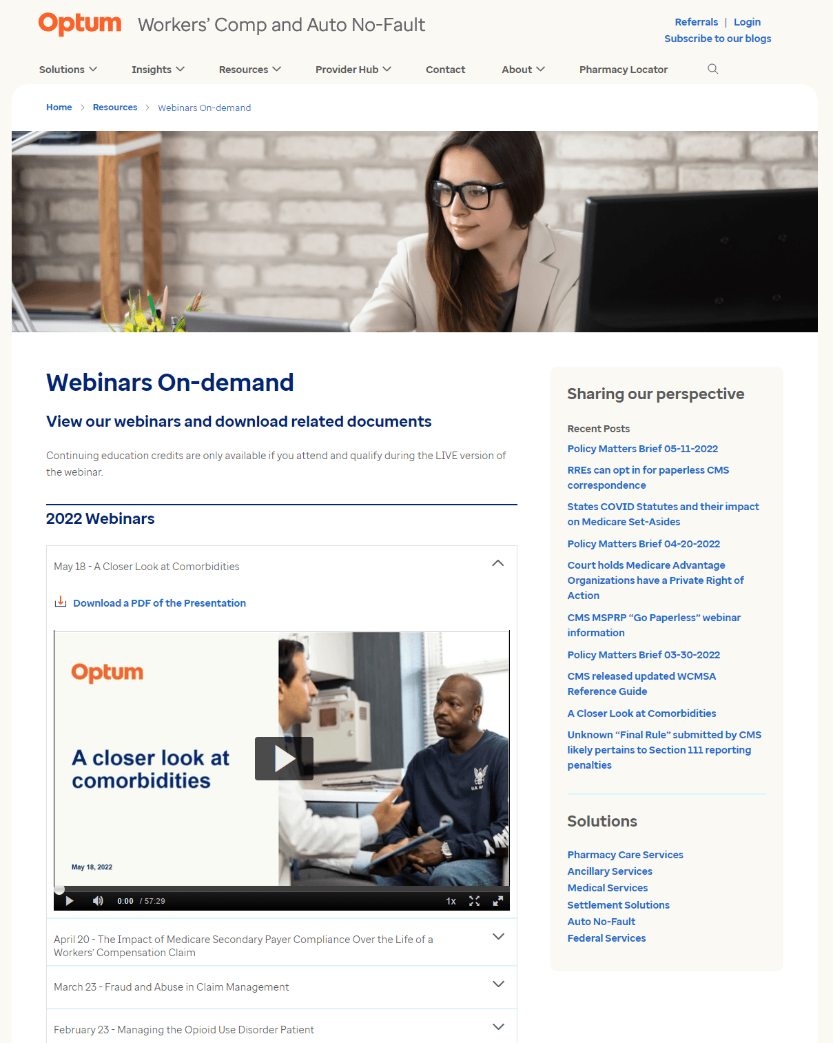 Optum CE webinar on-demand page